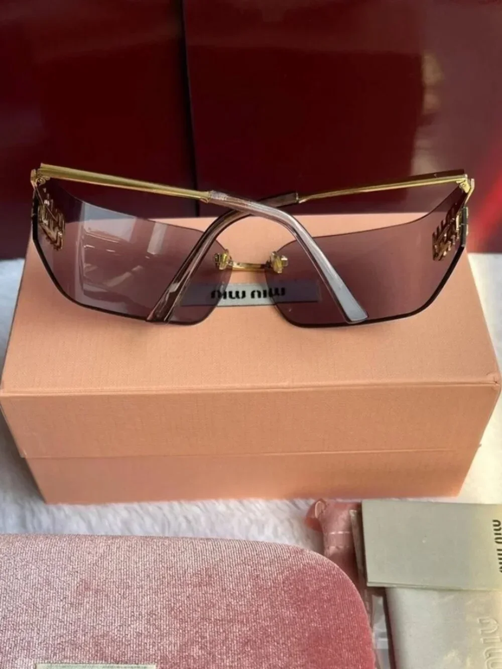 Miu Miu Rimless Sunglasses Light Purple with Gold